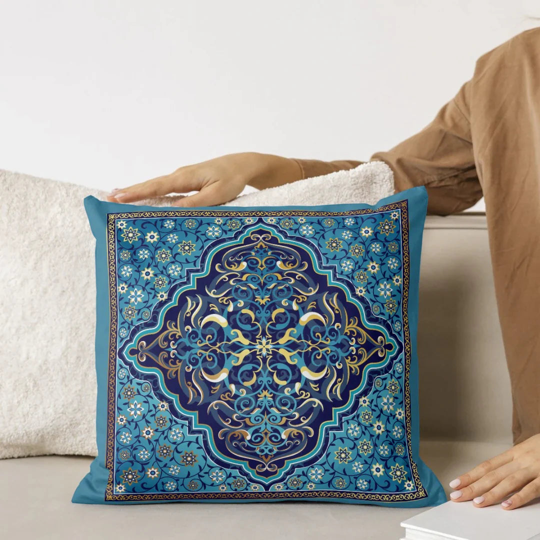 Timeless Azure Cushion with Filling