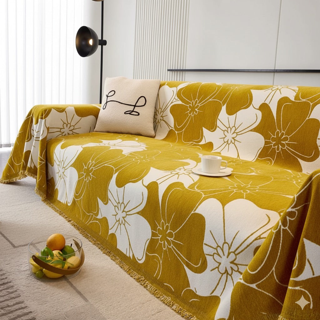 Mustard Flower Sofa Cover