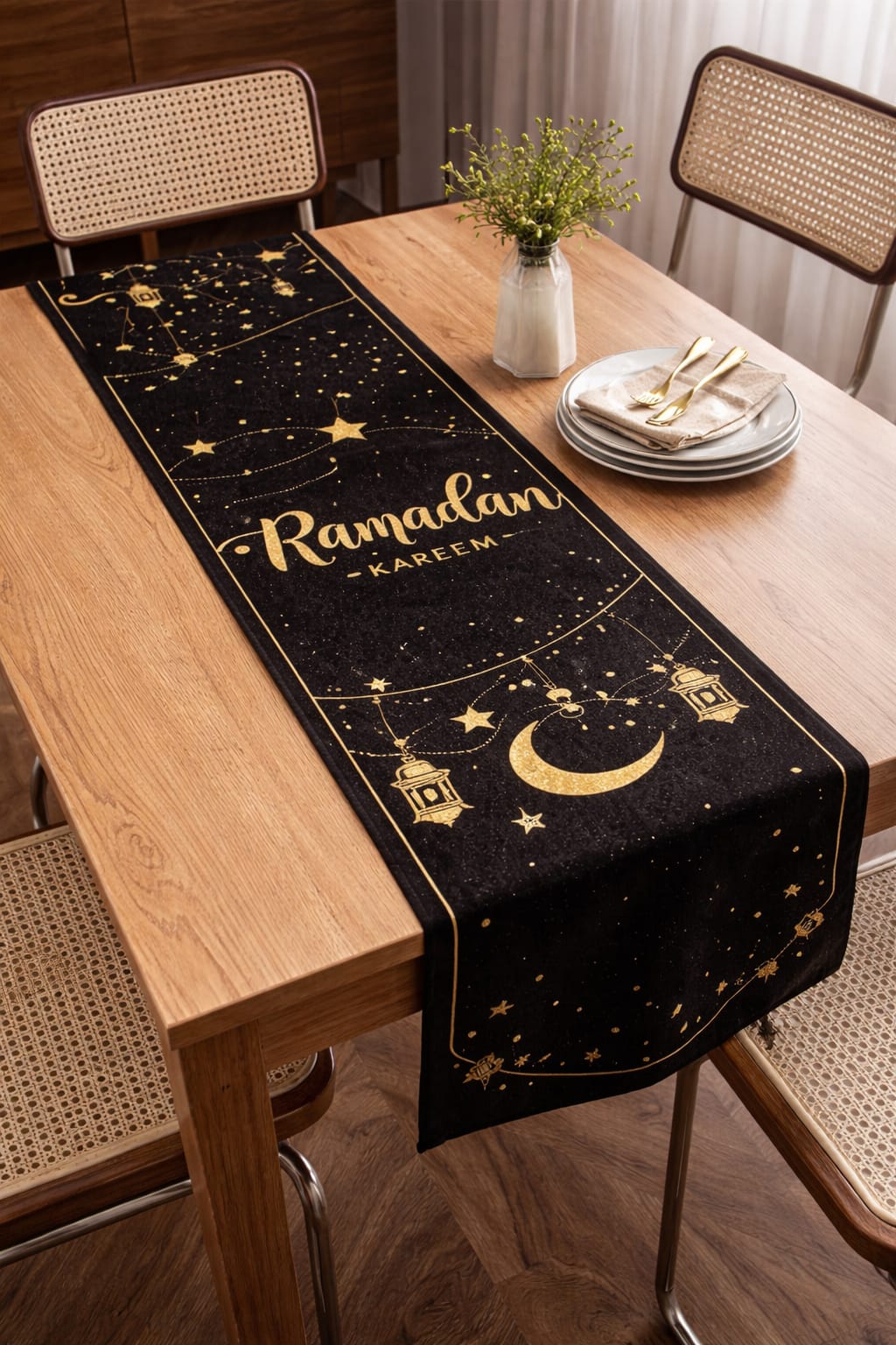 Ramzan Special Golden Table Runner