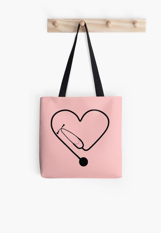 Heart Stethoscope Tote Bag