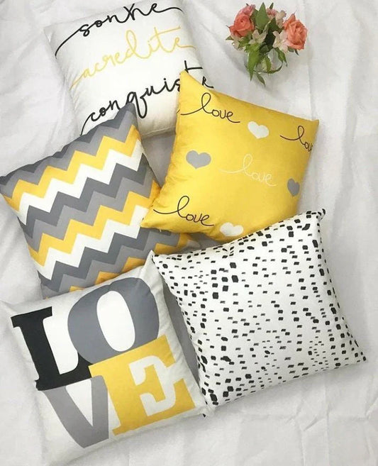 Grey Gold Love Cushion Cover Pack of 5