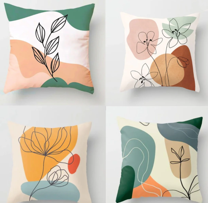 Patio Leaf Cushion Covers Pack of 4