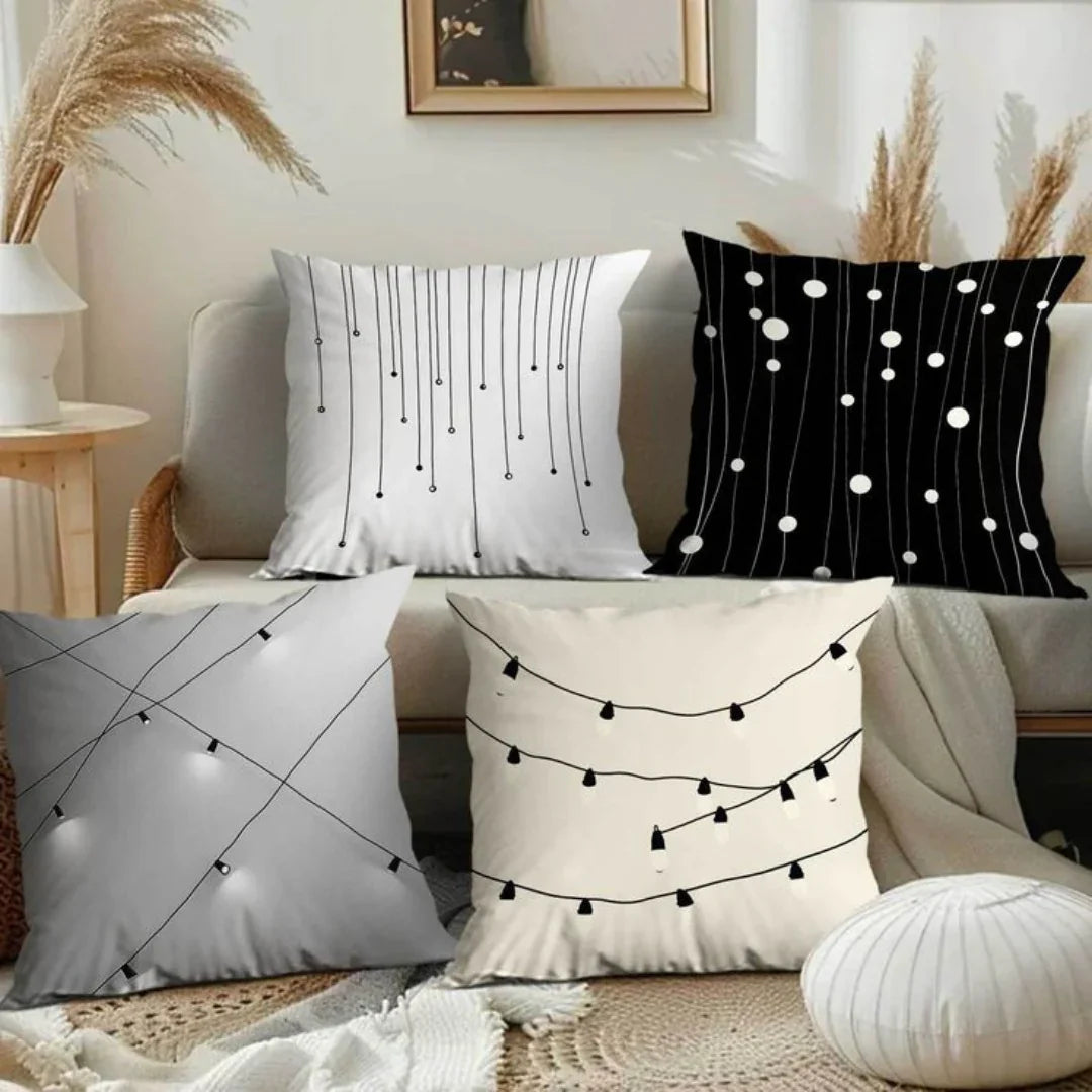 Modern String Pattern Throw Pillow Covers Pack of 4