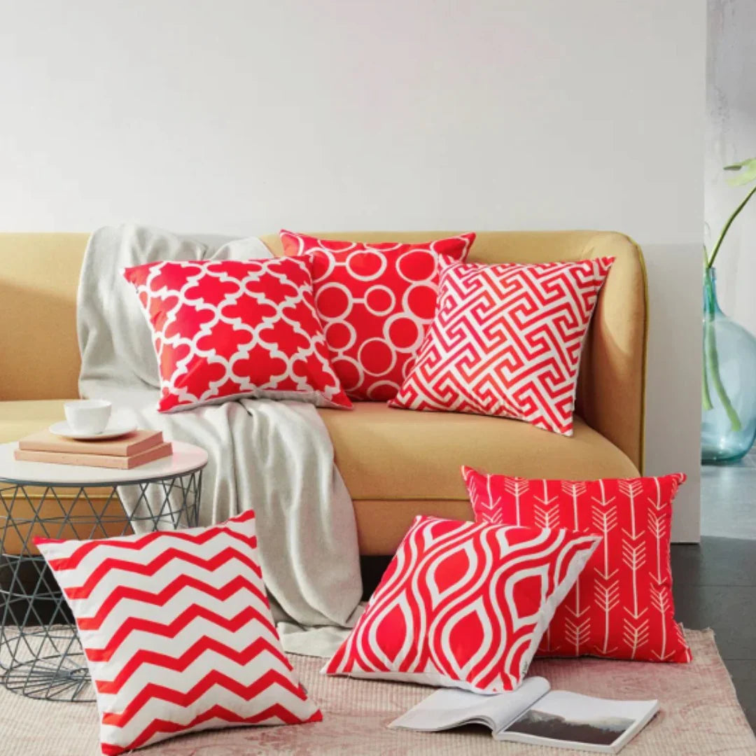 Geometric Canvas Indoor Pack of 6 (Burgundy)