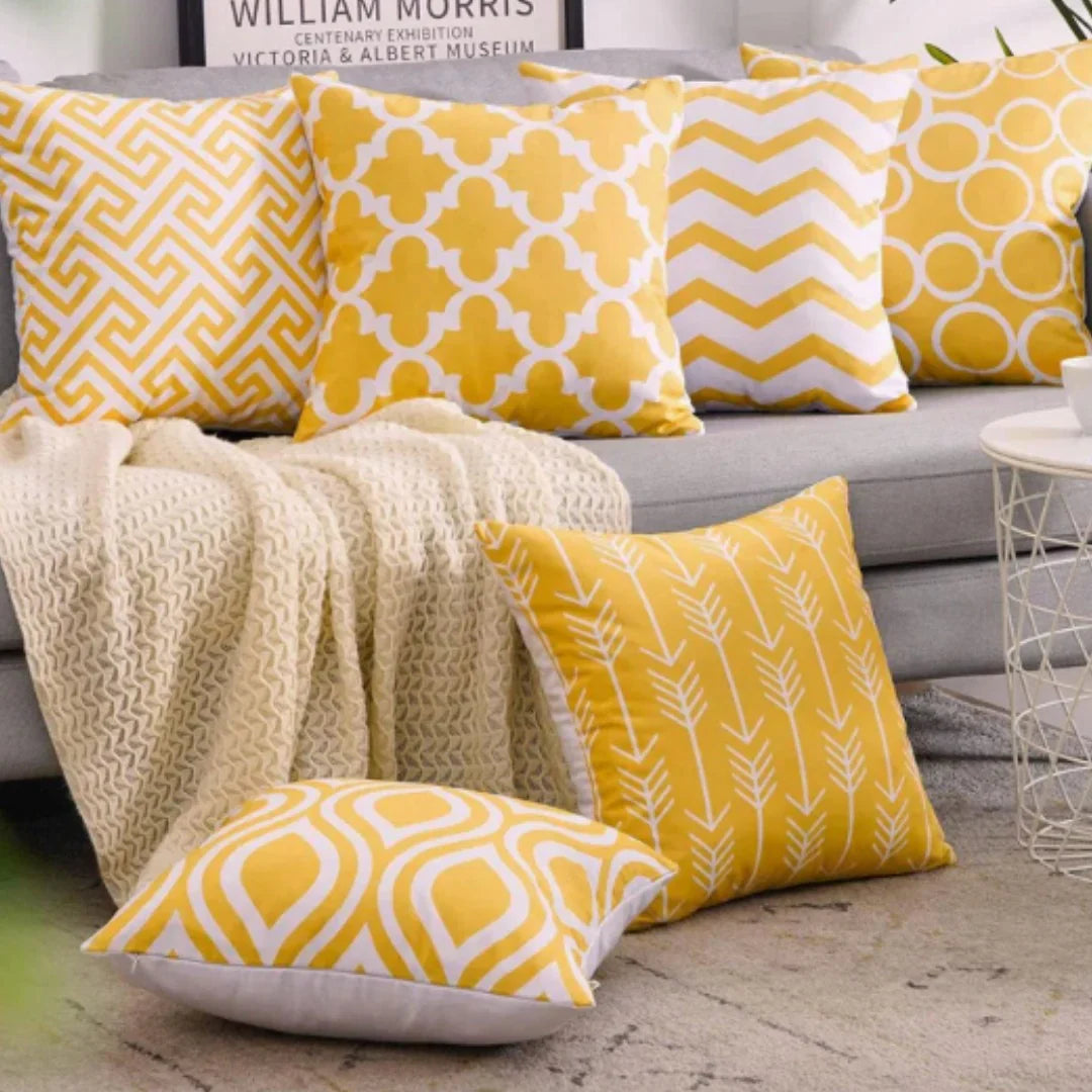Geometric Canvas Indoor Pack of 6 (Yellow)