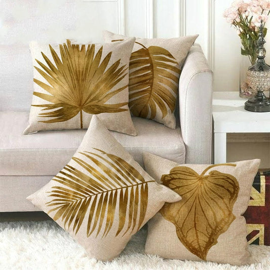 Golden Leaf CushionCovers Pack of 4